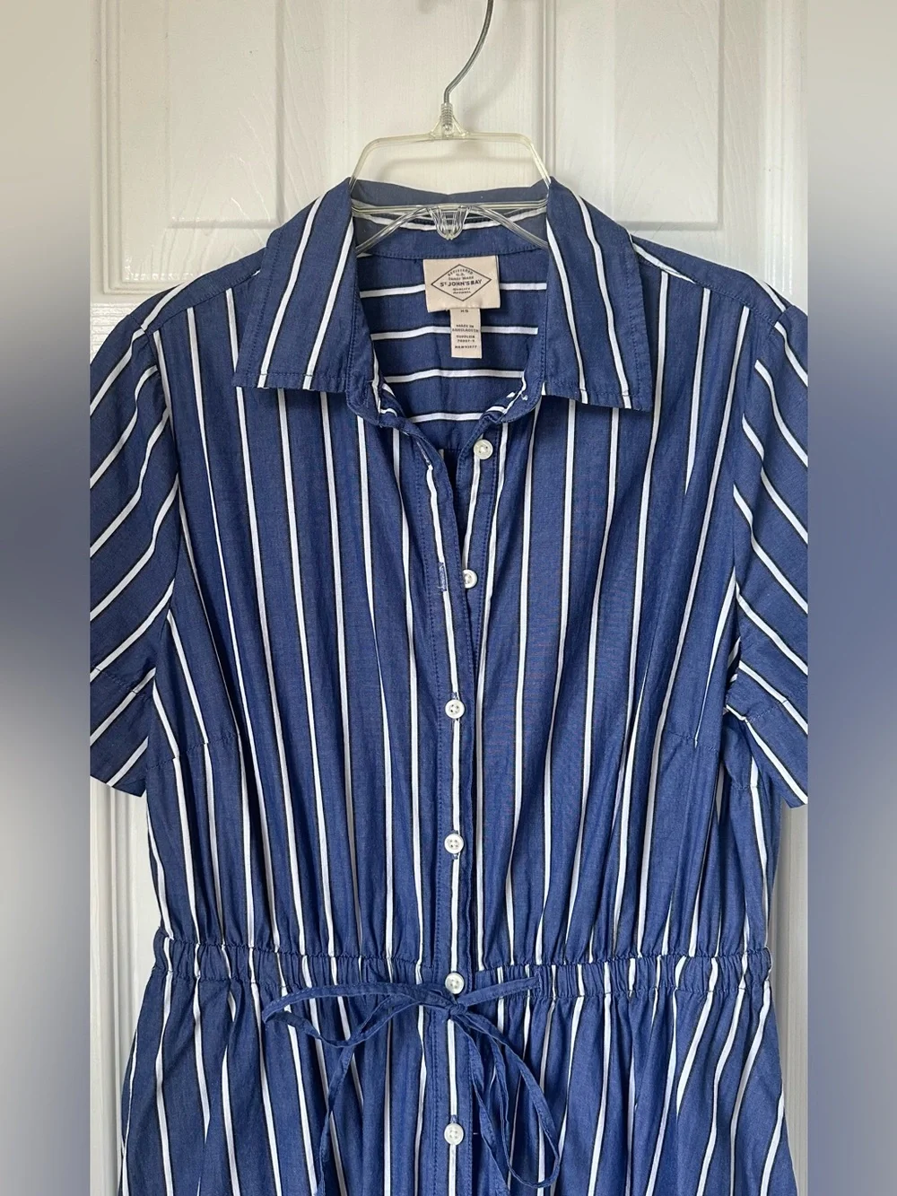 St. John's Bay Blue and White Striped Maxi Shirt Dress
